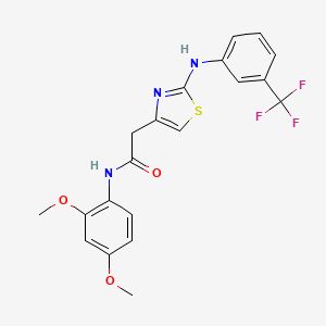 molecular formula C20H18F3N3O3S B2891218 N-(2,4-dimethoxyphenyl)-2-(2-((3-(trifluoromethyl)phenyl)amino)thiazol-4-yl)acetamide CAS No. 1105211-10-6