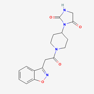 molecular formula C17H18N4O4 B2891219 3-(1-(2-(Benzo[d]isoxazol-3-yl)acetyl)piperidin-4-yl)imidazolidine-2,4-dione CAS No. 2034312-14-4