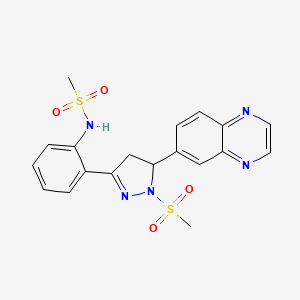 molecular formula C19H19N5O4S2 B2891220 N-(2-(1-(甲磺酰基)-5-(喹喔啉-6-基)-4,5-二氢-1H-吡唑-3-基)苯基)甲磺酰胺 CAS No. 941948-31-8