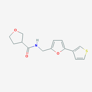 molecular formula C14H15NO3S B2891222 N-((5-(thiophen-3-yl)furan-2-yl)methyl)tetrahydrofuran-3-carboxamide CAS No. 2034439-57-9
