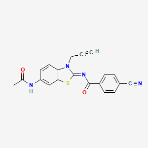 molecular formula C20H14N4O2S B2891223 N-(6-acetamido-3-prop-2-ynyl-1,3-benzothiazol-2-ylidene)-4-cyanobenzamide CAS No. 865182-88-3