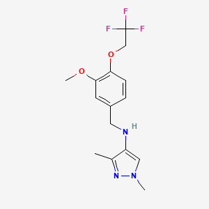 molecular formula C15H18F3N3O2 B2891228 N-(3-Methoxy-4-(2,2,2-trifluoroethoxy)benzyl)-1,3-dimethyl-1H-pyrazol-4-amine CAS No. 1006340-92-6