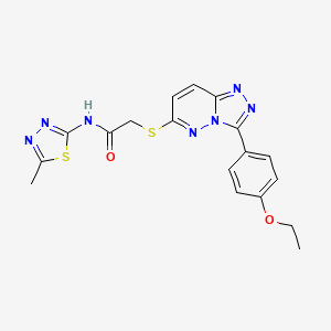 molecular formula C18H17N7O2S2 B2891229 2-((3-(4-ethoxyphenyl)-[1,2,4]triazolo[4,3-b]pyridazin-6-yl)thio)-N-(5-methyl-1,3,4-thiadiazol-2-yl)acetamide CAS No. 852437-00-4