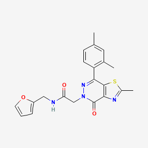 molecular formula C21H20N4O3S B2891232 2-(7-(2,4-dimethylphenyl)-2-methyl-4-oxothiazolo[4,5-d]pyridazin-5(4H)-yl)-N-(furan-2-ylmethyl)acetamide CAS No. 941898-33-5