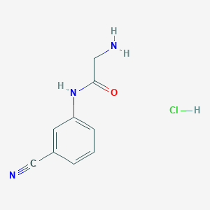 molecular formula C9H10ClN3O B2891235 2-amino-N-(3-cyanophenyl)acetamide hydrochloride CAS No. 1403958-54-2