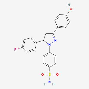 4-(5-(4-fluorophenyl)-3-(4-hydroxyphenyl)-4,5-dihydro-1H-pyrazol-1-yl)benzenesulfonamide