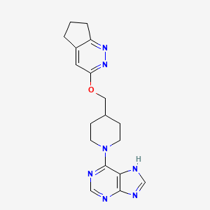 molecular formula C18H21N7O B2891253 6-[4-(6,7-Dihydro-5H-cyclopenta[c]pyridazin-3-yloxymethyl)piperidin-1-yl]-7H-purine CAS No. 2320215-29-8