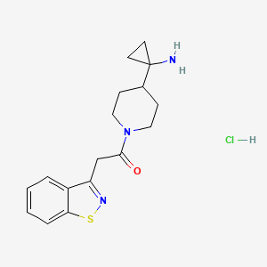 molecular formula C17H22ClN3OS B2891256 1-[4-(1-Aminocyclopropyl)piperidin-1-yl]-2-(1,2-benzothiazol-3-yl)ethanone;hydrochloride CAS No. 2418662-90-3