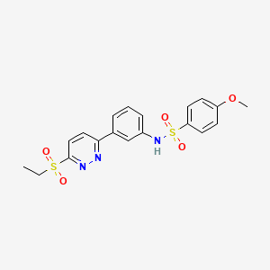 molecular formula C19H19N3O5S2 B2891262 N-(3-(6-(ethylsulfonyl)pyridazin-3-yl)phenyl)-4-methoxybenzenesulfonamide CAS No. 1005304-30-2