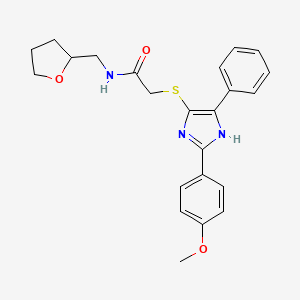 2-((2-(4-methoxyphenyl)-5-phenyl-1H-imidazol-4-yl)thio)-N-((tetrahydrofuran-2-yl)methyl)acetamide