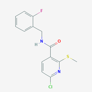 molecular formula C14H12ClFN2OS B2891265 6-chloro-N-[(2-fluorophenyl)methyl]-2-(methylsulfanyl)pyridine-3-carboxamide CAS No. 1394691-57-6