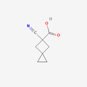 molecular formula C8H9NO2 B2891268 5-氰基螺[2.3]己烷-5-羧酸 CAS No. 1491982-69-4