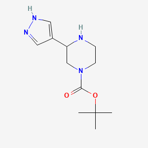 molecular formula C12H20N4O2 B2891270 叔丁基 3-(1H-吡唑-4-基)哌嗪-1-甲酸酯 CAS No. 2110337-83-0