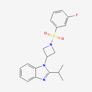 molecular formula C19H20FN3O2S B2891284 1-[1-(3-Fluorophenyl)sulfonylazetidin-3-yl]-2-propan-2-ylbenzimidazole CAS No. 2415487-49-7