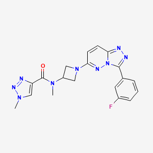 molecular formula C19H18FN9O B2891286 N-{1-[3-(3-fluorophenyl)-[1,2,4]triazolo[4,3-b]pyridazin-6-yl]azetidin-3-yl}-N,1-dimethyl-1H-1,2,3-triazole-4-carboxamide CAS No. 2380032-35-7