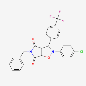 molecular formula C25H18ClF3N2O3 B2891289 5-benzyl-2-(4-chlorophenyl)-3-(4-(trifluoromethyl)phenyl)dihydro-2H-pyrrolo[3,4-d]isoxazole-4,6(5H,6aH)-dione CAS No. 473444-93-8