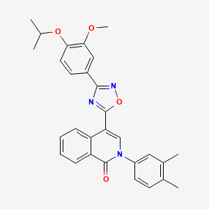molecular formula C29H27N3O4 B2891300 2-(3,4-dimethylphenyl)-4-(3-(4-isopropoxy-3-methoxyphenyl)-1,2,4-oxadiazol-5-yl)isoquinolin-1(2H)-one CAS No. 1326900-86-0