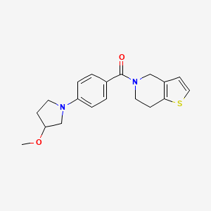 molecular formula C19H22N2O2S B2891301 (6,7-dihydrothieno[3,2-c]pyridin-5(4H)-yl)(4-(3-methoxypyrrolidin-1-yl)phenyl)methanone CAS No. 2034521-87-2