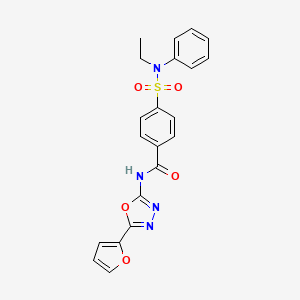molecular formula C21H18N4O5S B2891303 4-[ethyl(phenyl)sulfamoyl]-N-[5-(furan-2-yl)-1,3,4-oxadiazol-2-yl]benzamide CAS No. 851095-60-8