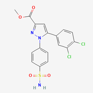 molecular formula C17H13Cl2N3O4S B2891305 1-[4-(氨基磺酰基)苯基]-5-(3,4-二氯苯基)-1H-吡唑-3-羧酸甲酯 CAS No. 318256-17-6