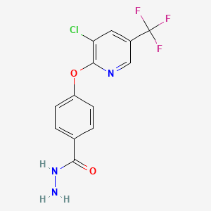 molecular formula C13H9ClF3N3O2 B2891306 4-{[3-Chloro-5-(trifluoromethyl)pyridin-2-yl]oxy}benzohydrazide CAS No. 1022610-19-0