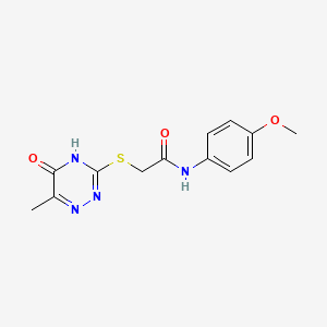 molecular formula C13H14N4O3S B2891308 2-[(5-hydroxy-6-methyl-1,2,4-triazin-3-yl)sulfanyl]-N-(4-methoxyphenyl)acetamide CAS No. 313481-35-5