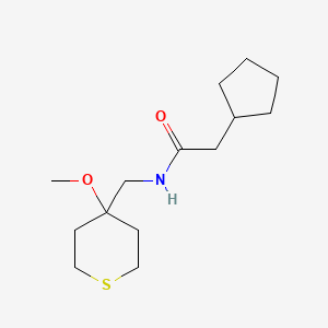 molecular formula C14H25NO2S B2891309 2-cyclopentyl-N-((4-methoxytetrahydro-2H-thiopyran-4-yl)methyl)acetamide CAS No. 2034244-13-6