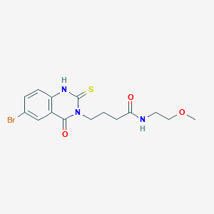 molecular formula C15H18BrN3O3S B2891312 4-(6-bromo-4-oxo-2-sulfanylidene-1H-quinazolin-3-yl)-N-(2-methoxyethyl)butanamide CAS No. 422287-73-8