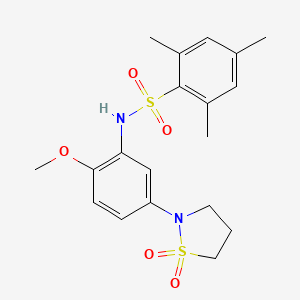 molecular formula C19H24N2O5S2 B2891329 N-(5-(1,1-二氧化异噻唑烷-2-基)-2-甲氧基苯基)-2,4,6-三甲基苯磺酰胺 CAS No. 950474-48-3