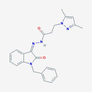 molecular formula C23H23N5O2 B289133 N-[(Z)-(1-benzyl-2-oxoindol-3-ylidene)amino]-3-(3,5-dimethylpyrazol-1-yl)propanamide 