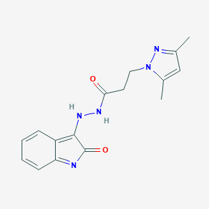 molecular formula C16H17N5O2 B289134 3-(3,5-dimethylpyrazol-1-yl)-N'-(2-oxoindol-3-yl)propanehydrazide 