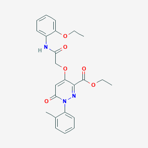 molecular formula C24H25N3O6 B2891348 Ethyl 4-(2-((2-ethoxyphenyl)amino)-2-oxoethoxy)-6-oxo-1-(o-tolyl)-1,6-dihydropyridazine-3-carboxylate CAS No. 899943-04-5