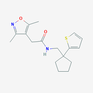 2-(3,5-dimethylisoxazol-4-yl)-N-((1-(thiophen-2-yl)cyclopentyl)methyl)acetamide