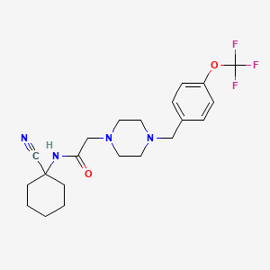 molecular formula C21H27F3N4O2 B2891351 N-(1-氰基环己基)-2-[4-[[4-(三氟甲氧基)苯基]甲基]哌嗪-1-基]乙酰胺 CAS No. 1197771-23-5