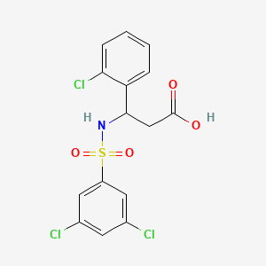 molecular formula C15H12Cl3NO4S B2891355 3-(2-Chlorophenyl)-3-(3,5-dichlorobenzenesulfonamido)propanoic acid CAS No. 794573-87-8