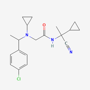 molecular formula C19H24ClN3O B2891362 2-{[1-(4-chlorophenyl)ethyl](cyclopropyl)amino}-N-(1-cyano-1-cyclopropylethyl)acetamide CAS No. 1252187-89-5