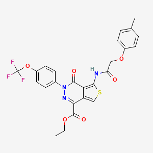 molecular formula C25H20F3N3O6S B2891369 Ethyl 4-oxo-5-(2-(p-tolyloxy)acetamido)-3-(4-(trifluoromethoxy)phenyl)-3,4-dihydrothieno[3,4-d]pyridazine-1-carboxylate CAS No. 890887-37-3