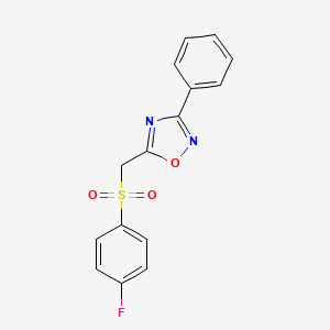 molecular formula C15H11FN2O3S B2891387 5-(((4-Fluorophenyl)sulfonyl)methyl)-3-phenyl-1,2,4-oxadiazole CAS No. 1105223-57-1