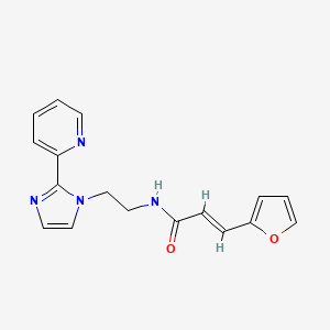 molecular formula C17H16N4O2 B2891388 (E)-3-(furan-2-yl)-N-(2-(2-(pyridin-2-yl)-1H-imidazol-1-yl)ethyl)acrylamide CAS No. 2035035-96-0