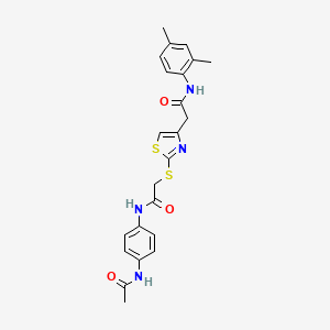 molecular formula C23H24N4O3S2 B2891396 N-(4-acetamidophenyl)-2-((4-(2-((2,4-dimethylphenyl)amino)-2-oxoethyl)thiazol-2-yl)thio)acetamide CAS No. 941937-36-6