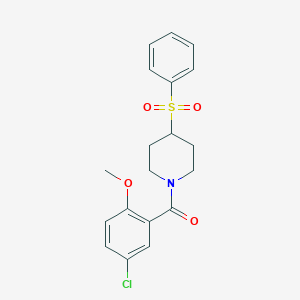 molecular formula C19H20ClNO4S B2891397 (5-氯-2-甲氧基苯基)(4-(苯磺酰基)哌啶-1-基)甲酮 CAS No. 1795357-67-3