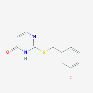 molecular formula C12H11FN2OS B2891402 2-[(3-fluorobenzyl)sulfanyl]-6-methyl-4(3H)-pyrimidinone CAS No. 551931-21-6