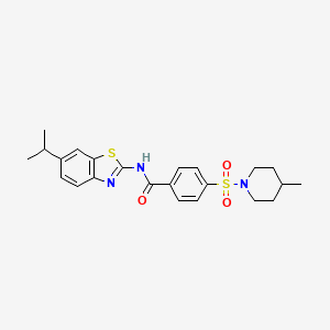 molecular formula C23H27N3O3S2 B2891408 N-(6-isopropylbenzo[d]thiazol-2-yl)-4-((4-methylpiperidin-1-yl)sulfonyl)benzamide CAS No. 892845-91-9