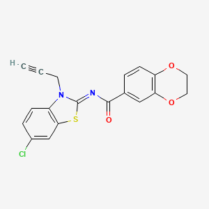molecular formula C19H13ClN2O3S B2891413 N-(6-chloro-3-prop-2-ynyl-1,3-benzothiazol-2-ylidene)-2,3-dihydro-1,4-benzodioxine-6-carboxamide CAS No. 865181-19-7
