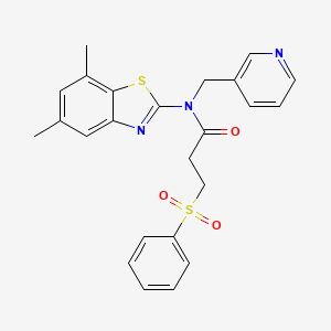 N-(5,7-dimethylbenzo[d]thiazol-2-yl)-3-(phenylsulfonyl)-N-(pyridin-3-ylmethyl)propanamide
