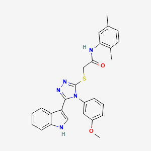 molecular formula C27H25N5O2S B2891419 2-((5-(1H-吲哚-3-基)-4-(3-甲氧基苯基)-4H-1,2,4-三唑-3-基)硫代)-N-(2,5-二甲苯基)乙酰胺 CAS No. 946329-37-9