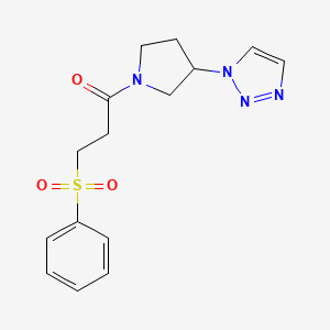 1-(3-(1H-1,2,3-triazol-1-yl)pyrrolidin-1-yl)-3-(phenylsulfonyl)propan-1-one