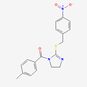 (2-((4-nitrobenzyl)thio)-4,5-dihydro-1H-imidazol-1-yl)(p-tolyl)methanone
