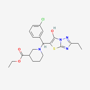 Ethyl 1-((3-chlorophenyl)(2-ethyl-6-hydroxythiazolo[3,2-b][1,2,4]triazol-5-yl)methyl)piperidine-3-carboxylate