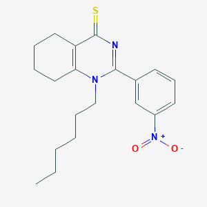 molecular formula C20H25N3O2S B2891425 1-Hexyl-2-(3-nitrophenyl)-5,6,7,8-tetrahydroquinazoline-4-thione CAS No. 462069-15-4